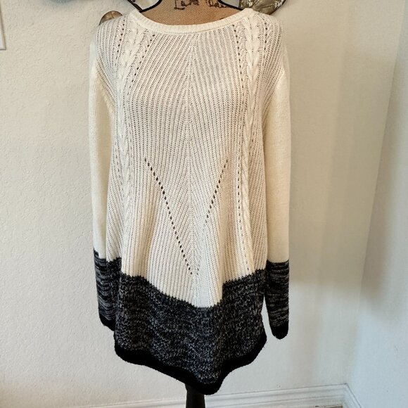 Indigo Sweaters - Indigo Women’s Plus Size 1X Knit Sweater – Cream & Black Ombre
